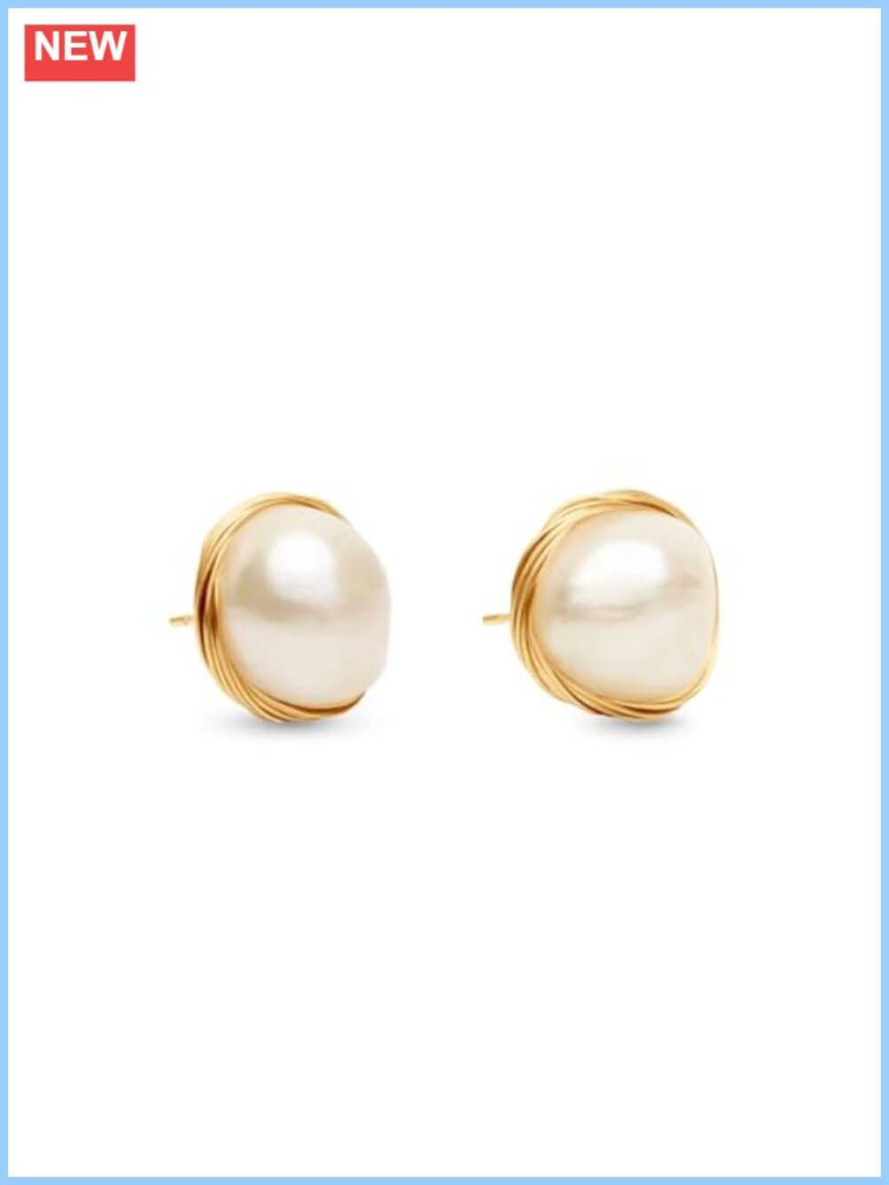 14k Gold Plated 925 Sterling Silver Freshwater Pearl Stud Earrings Women